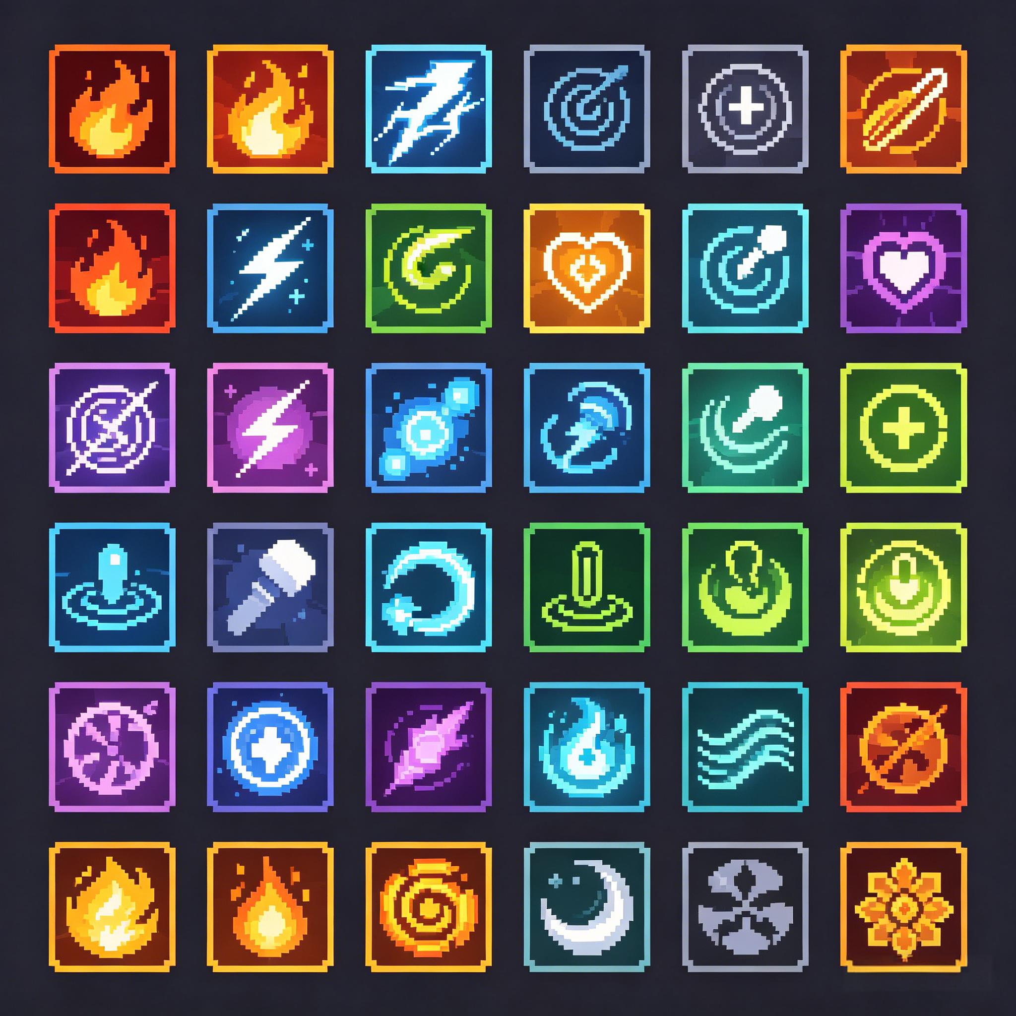 像素游戏技能图标包